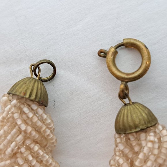 Vintage Seed Bead Multi Strand Necklace and Screw Back Earring Set - Picture 14 of 16